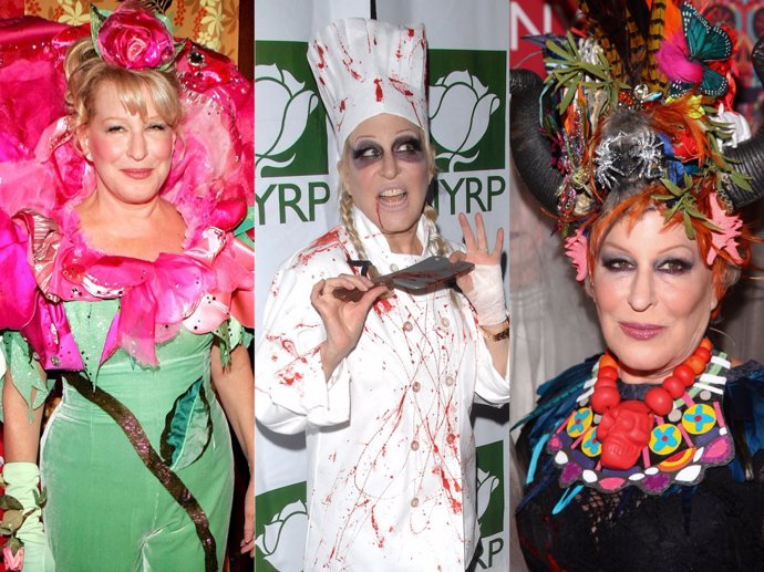 8. Herečka a zpěvačka Bette Midler se každoročně objevuje na charitativním halloweenském večírku a její převleky nikdy nezklamou (2005, 2008, 2015).