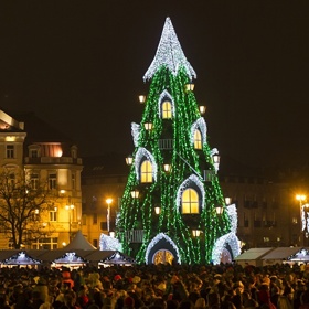 Rozsvěcení národního vánočního stromu v lotyšském hlavním městě Vilnius.