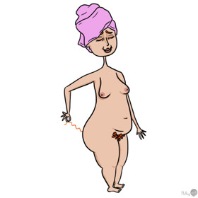 4. ... i tahání vlasů, které uvízly mezi půlkami po sprchování.