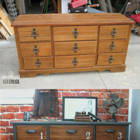 3. Industriální prádelník. Chtělo to jen trochu laku, hodně broušení a nové úchyty.