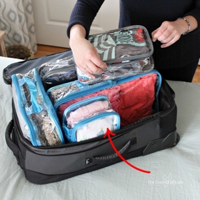 Než začnete balit, potřebujete pružné gumičky, organizér do zavazadla (nebo pouzdra držící tvar) a (vakuové) uzavíratelné sáčky na oblečení.