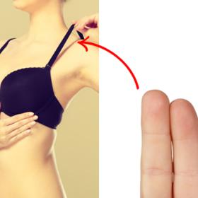 5. Utažení ramínek. Jednou padají z ramen, podruhé nepříjemně škrtí. Jak přizpůsobit ramínka, aby pohodlně seděla? Využijte triku se dvěma prsty. Pokud se akorát vejdou pod ramínko na hřbetě ramen, máte ho utažené perfektně.