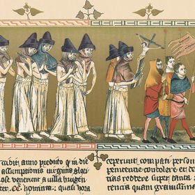 Průvod flagelantů v Belgii roku 1349.
