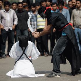 Pohled na setnutí hlavy v Saúdské Arábii.