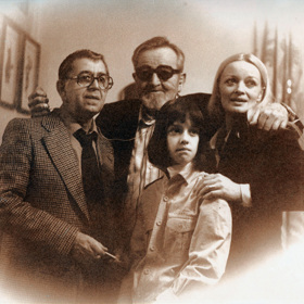 Brodský se svou další ženou Janou Brejchovou, malou Terezou a Janem Werichem