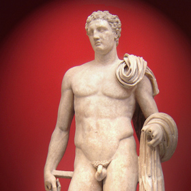 Bůh Hermés. Kopie sochy řeckého umělce Lysippa.