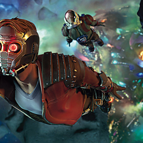 V hlavní roli Star-Lorda, jenž musí udržet pohromadě tým mimozemských vyděděnců, aby společně dokázali uniknout po krádeži mocného artefaktu, se představil Chris Pratt, který si tuto postavu zahrál i v navazujícím filmu Strážci Galaxie Vol. 2.