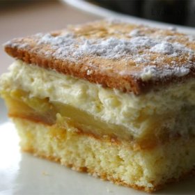 Angreštové řezy:

Suroviny:

Těsto:
4 žloutky
150 g krystalového cukru
0,5 dcl horké vody
150 g polohrubé mouky
1 prášek do pečiva
špetka soli.

Náplň:
velký angreštový kompot
1 vanilkový pudink.

Sníh:
4 bílky
100 g krystalového cukru.

Postup:

Kompot scedíme a angrešt rozmixujeme. Ve 2,5 dcl kompotové šťávy rozmícháme pudink, přimícháme rozmixovaný angrešt a uvaříme hustou kaši.
Žloutky, cukr a horkou vodu vyšleháme do pěny, vmícháme mouku s práškem do pečiva a špetkou soli. Těsto vlijeme na vymazaný a moukou vysypaný plech a zapečeme v předehřáté troubě na 90 %. Na předpečený korpus rozetřeme angreštovou náplň, navrch rozetřeme sníh vyšlehaný z bílků a cukru a při snížené teplotě dopečeme, dokud sníh není mírně dohněda.