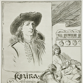 Na Chodsku vypukla rebelie a její vůdce Jan Sladký Kozina skončil na šibenici. Nenáviděného Lomikara ale před smrtí pozval do roka a do dne k božímu soudu. Na kresbě Jan Sladký Kozina v podání Mikoláše Alše.