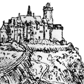 Kelley byl proto převezen do cely na hradě Hněvíně, odkud se podruhé neúspěšně pokusil o útěk. Jedná se o nejstarší vyobrazení hradu na rytině Jana Willenberga z roku 1602.