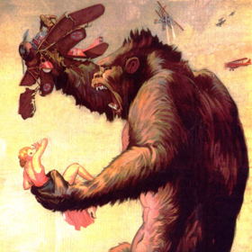 Wallace je také spoluautorem námětu k napínavému příběhu gigantické opice King Konga; plakát k filmu z roku 1933