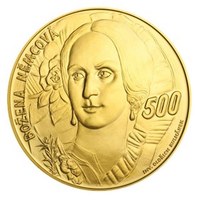 Zlatá pamětní medaile s Boženou Němcovou patří mezi skutečné rarity. Kilogramový zlatý skvost s motivem pětisetkorunové bankovky se prodává za 1,5 milionu korun, objednat si ji zájemci mohou i dnes.