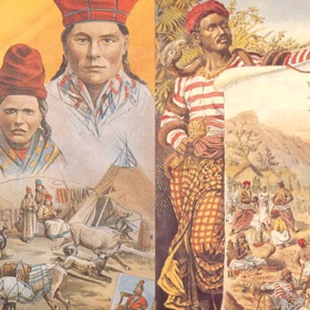 Takovéto plakáty lákaly návštěvníky na výstavy a do zoo, kde bylo možné vidět lidi jiných ras.