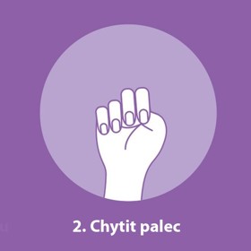 Pak palec jednoduše chytíte zbylými čtyřmi prsty. Pokud bude příjemce signál znát, je větší pravděpodobnost, že se vám dostane pomoci.