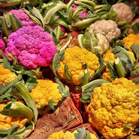 U nás poznáme zejména bílý květák, ale existuje i několik tmavších odrůd, které mají ještě vyšší obsah vitamínů a minerálů.