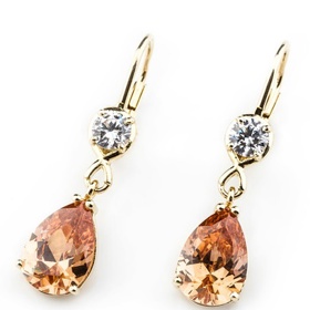 Dámské zlaté visací náušnice s kameny padparadža cca 585/2,36gr 236041228, 5850 Kč