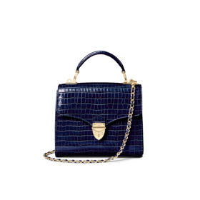 Midi Mayfair Bag, Deep Shine Midnight Blue Small Croc, Aspinal of London, 10 600 korun