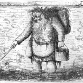 Takto viděli špínu v Temži redaktoři humoristického časopisu Punch. Jako obtloustlého a zanedbaného muže...