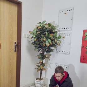 Šimon si odběhne do krámu, ale pak zjistí, že nemá klíče. Díky mobilu si ovšem udělá pohodlí i na chodbě.