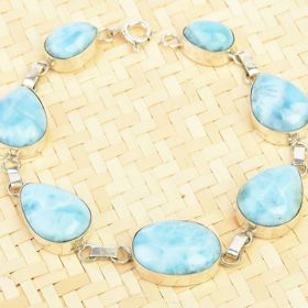 Stříbrný náramek larimar. Naturshop, 7450 Kč