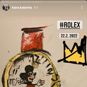 Herečka Kaira Hrachovcová fanoušky nejprve potěšila obrázkem hodinek s roztomilým Mickey Mousem.