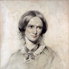 Charlotte Brontëová má na obrazech obvykle vážný výraz.