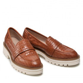 Hnědé stylové polobotky s bílou podrážkou. CAPRICE, 2181 Kč