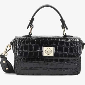Černá krokodýlí kabelka se zlatým detailem. Kazar, 2653 Kč