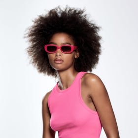 Růžový top bez rukávů s kulatým výstřihem. ZARA, 149 Kč