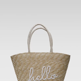 Béžová letní taška s nápisem. DeeZee, 760 Kč