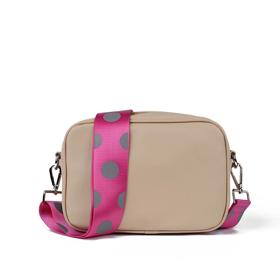 Béžová kabelka s růžovým popruhem. VUCH, 599 Kč