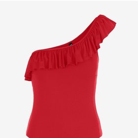 Červené jednodílné plavky s volánem. Pieces, ZOOT, 764 Kč