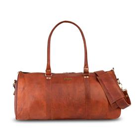 Hnědá kožená taška přes rameno s odnímatelným popruhem a prostornou kapsou na zip. Bagind, 2990 Kč. 