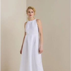 Bílé lněné midi šaty. Lindex, 1299 Kč