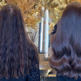 Vlasová proměna v podobě přelivu a vlasové péče pro obnovení a výživu vlasů.