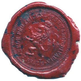 Takto vypadala pečeť Sboru pro zřízení Národního divadla v Praze.