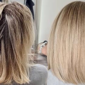 Vlasová proměna v podobě dobarvení odrostů.