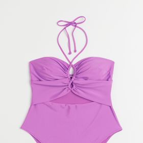 Fialové jednodílné plavky High leg. H&M, 899 Kč