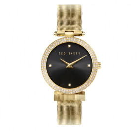Luxusní zlaté hodinky s černým kulatým ciferníkem. TED BAKER, 5432 Kč. 