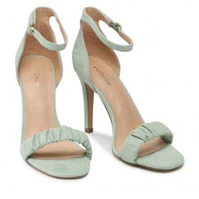 Zelenkavé semišové sandály na vysokém podpatku. DeeZee, 405 Kč