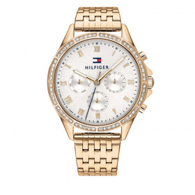 Hodinky v zlatém designu vyrobeny z kvalitní nerezové oceli odolné proti korozi. TOMMY HILFIGER, 3869 Kč. 