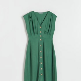 Olivové šaty ze směsi lnu. RESERVED, 899 Kč