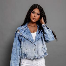 Modrá džínová bunda na patentky. Erika FASHION, 1180 Kč. 
