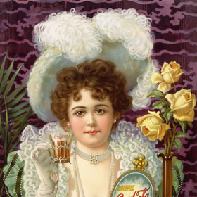 Dobový reklamní plakát na Coca-Colu z období kolem roku 1890.
