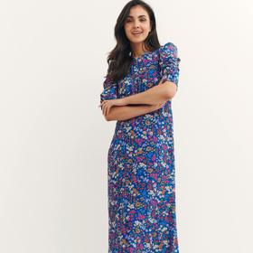 Květované neformální midi šaty s kulatým výstřihem. Marks&Spencer, 1799 Kč