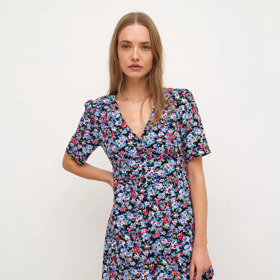 Neformální květované midaxi šaty s výstřihem do V. Marks&Spencer, 1399 Kč