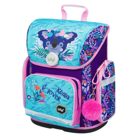 Školní aktovka v modro-fialové barvě s růžovými detaily vhodná pro 1. až 2. třídu ZŠ. BAAGL, 2299 Kč. 