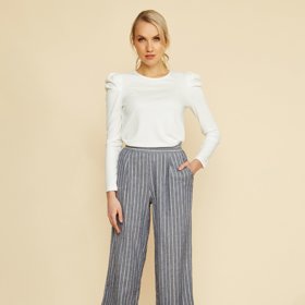 Šedomodré pruhované culottes. ZOOT.lab, 419 Kč