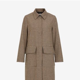 Světle hnědý kostkovaný kabát. VILA CLOTHES, 1402 Kč