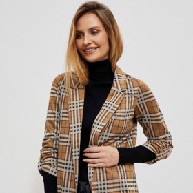 Hnědé kostkované sako Moodo. ZOOT, 892 Kč